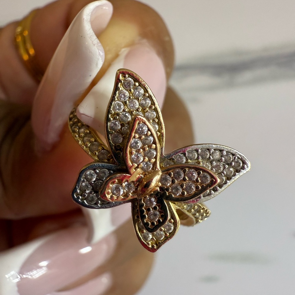 14k solid gold butterfly ring